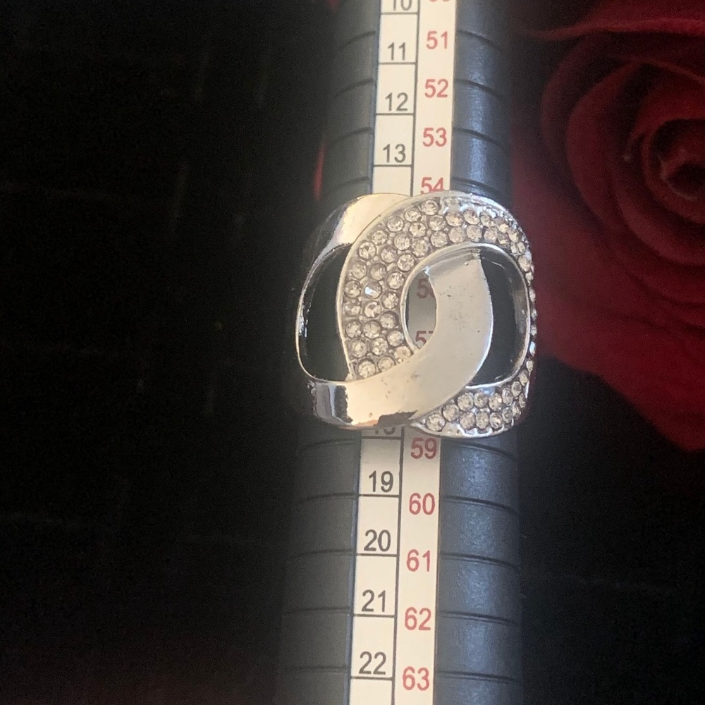 Interlocking Design Silver Plated Irregular Zirco… - image 3